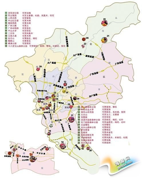 广州旅游景点分布图  广州郊区景点地图高清版大图